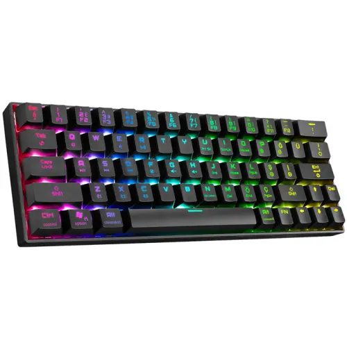 Rampage B-Atom KB-RX63 Blue Switch RGB TR Q Bluetooth / USB Mekanik Kablosuz Mini Gaming (Oyuncu) Klavye