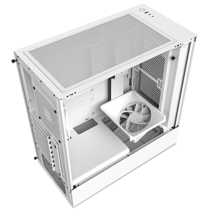 NZXT H5 Flow CC-H51FW-01 2x120mm Mesh Temperli Cam USB Type-C Beyaz E-ATX Mid-Tower Gaming (Oyuncu) Kasa