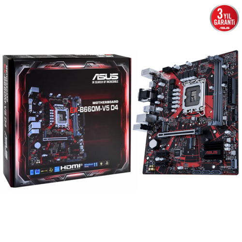 ASUS EX-B660M-V5 D4 Intel B660 Soket 1700 DDR4 5333(OC)MHz mATX Gaming (Oyuncu) Anakart