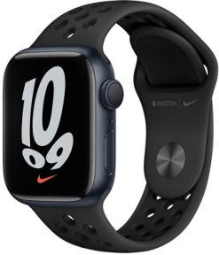 Apple Watch Nike Series 7 GPS, 45mm Gece Yarısı Alüminyum Kasa ve Antrasit/Siyah Nike Spor Kordon - MKNC3TU/A