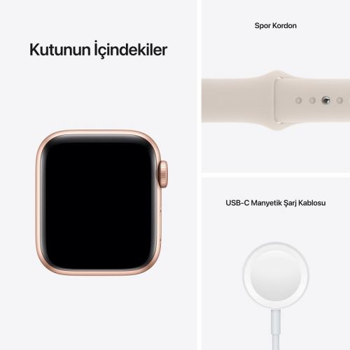 Apple Watch SE GPS + Cellular 40mm Altın Alüminyum Kasa ve Yıldız Işığı Spor Kordon - MKQX3TU/A