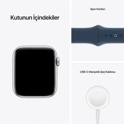 Apple Watch SE GPS + Cellular 40mm Gümüş Alüminyum Kasa ve Abis Mavi Spor Kordon - MKQV3TU/A