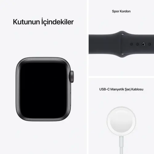 Apple Watch SE GPS + Cellular 40mm Uzay Grisi Alüminyum Kasa ve Gece Yarısı Spor Kordon - MKR23TU/A
