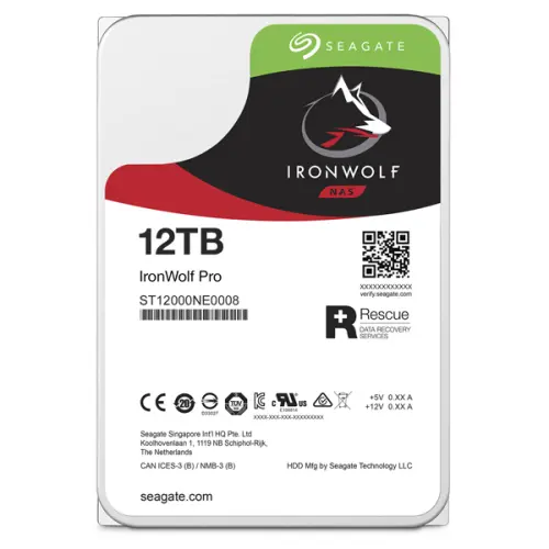 Seagate IronWolf Pro ST12000NE0008 12TB 7200RPM 256MB 240MB/s 3.5” SATA 3 NAS Harddisk