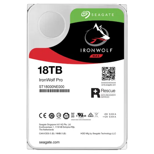 Seagate IronWolf Pro ST18000NE000 18TB 7200RPM 256MB 260MB/s 3.5” SATA 3 NAS Harddisk