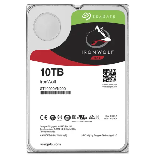 Seagate IronWolf ST10000VN000 10TB 7200RPM 256MB 210MB/s 3.5” SATA 3 NAS Harddisk