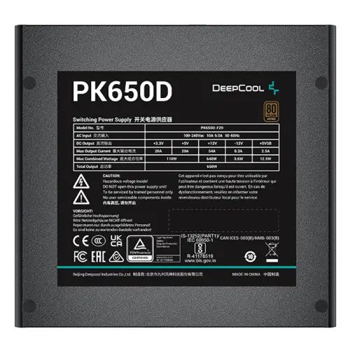 DeepCool PK-D Serisi PK650D 650W 80 Plus Bronze 120mm Fan Power Supply