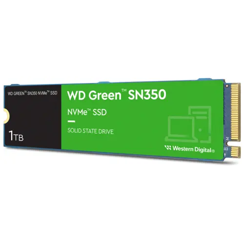 WD Green SN350 WDS100T3G0C 1TB 3200/2500MB/s PCIe NVMe M.2 SSD Disk