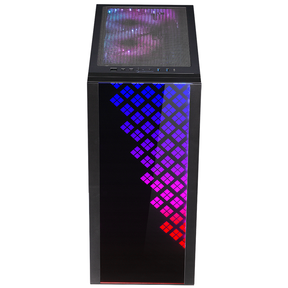GamePower Dawn TG E-ATX ARGB (1xARGB+3xSiyah) Fan Temperli Cam Gaming Siyah Kasa