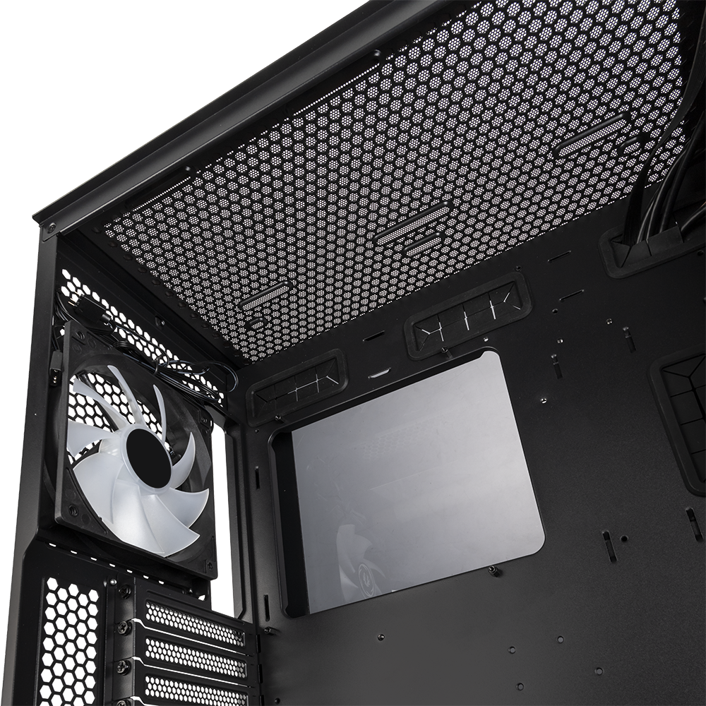 GamePower Dawn TG E-ATX ARGB (1xARGB+3xSiyah) Fan Temperli Cam Gaming Siyah Kasa