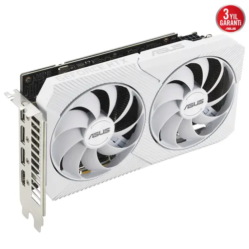 Asus Dual GeForce RTX 3060 White OC DUAL-RTX3060-O8G-WHITE 8GB GDDR6 128Bit DX12 Gaming (Oyuncu) Ekran Kartı