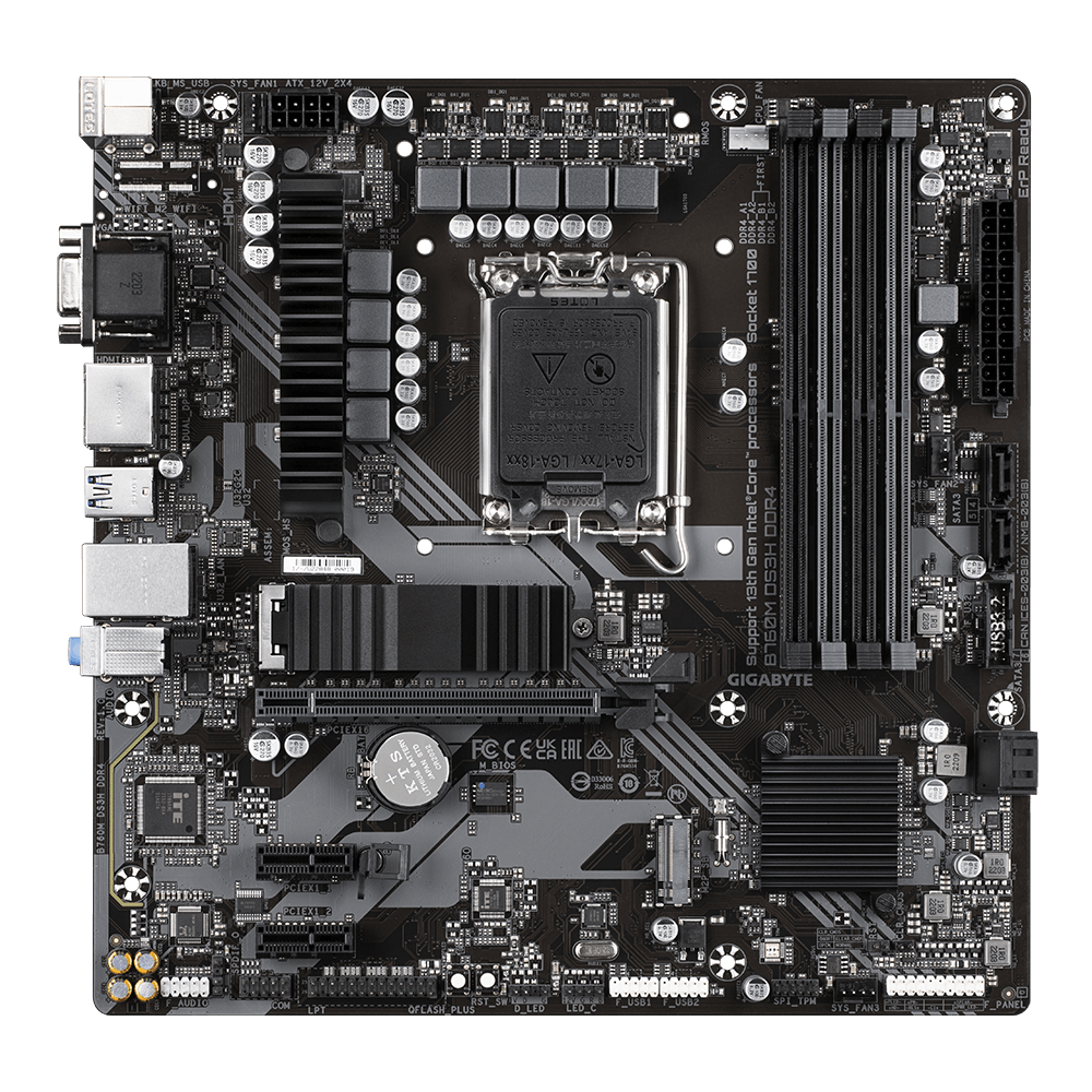 Gigabyte B760M-DS3H DDR4 Intel B760 Soket 1700 DDR4 5333MHz mATX Gaming (Oyuncu) Anakart