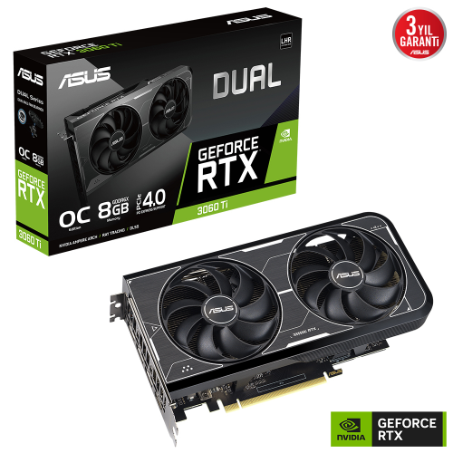 ASUS Dual GeForce RTX 3060 Ti OC DUAL-RTX3060TI-O8GD6X 8GB GDDR6X 256Bit DX12 Gaming (Oyuncu) Ekran Kartı