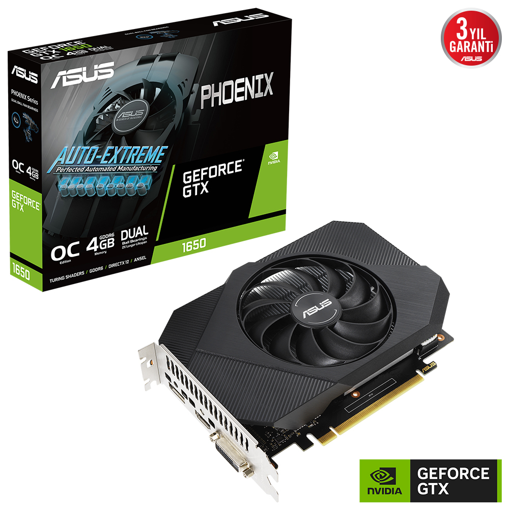 ASUS Phoenix GeForce GTX 1650 OC V2 PH-GTX1650-O4GD6-P-V2 4GB GDDR6 128Bit DX12 Gaming (Oyuncu) Ekran Kartı
