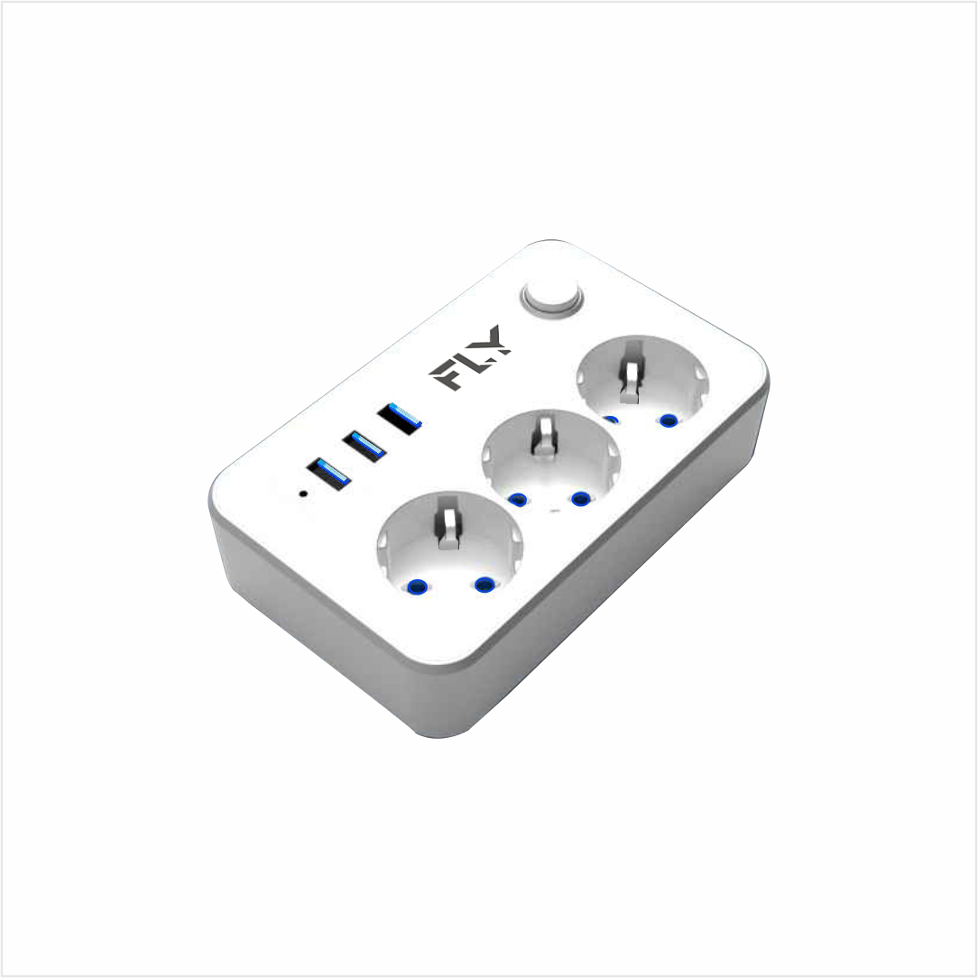FLY 3406-01 3xUSB 3`lü 2 Metre Kablolu 2.1A Termal Akım Korumalı Priz