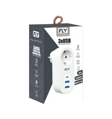 FLY 3400-01 USB Tekli   2.1A Termal Akım Korumalı Priz