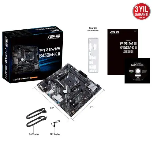 Asus Prime B450M-K II AMD B450 Soket AM4 DDR4 4400(OC)MHz mATX Anakart