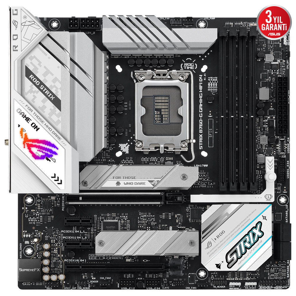 ASUS ROG Strix B760-G Gaming WIFI D4 Intel B760 Soket 1700 DDR4 5333(OC)MHz mATX Gaming (Oyuncu) Anakart