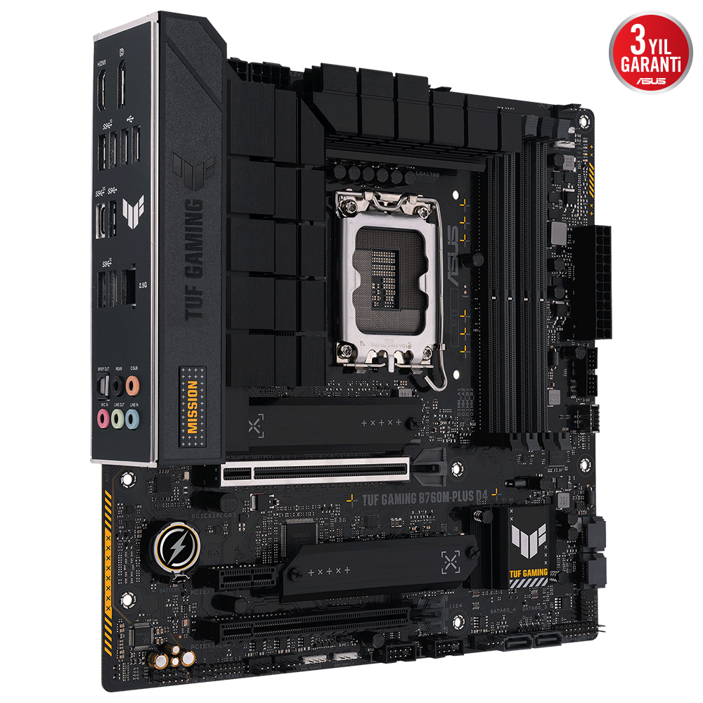 ASUS TUF Gaming B760M-Plus D4 Intel B760 Soket 1700 DDR4 5333(OC)MHz mATX Gaming (Oyuncu) Anakart