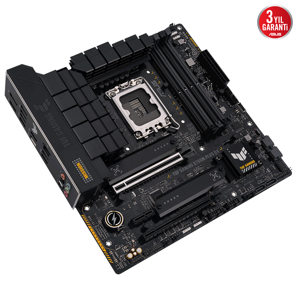 ASUS TUF Gaming B760M-Plus D4 Intel B760 Soket 1700 DDR4 5333(OC)MHz mATX Gaming (Oyuncu) Anakart