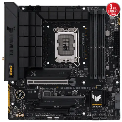 ASUS TUF Gaming B760M-Plus WIFI D4 Intel B760 Soket 1700 DDR4 5333(OC)MHz mATX Gaming (Oyuncu) Anakart