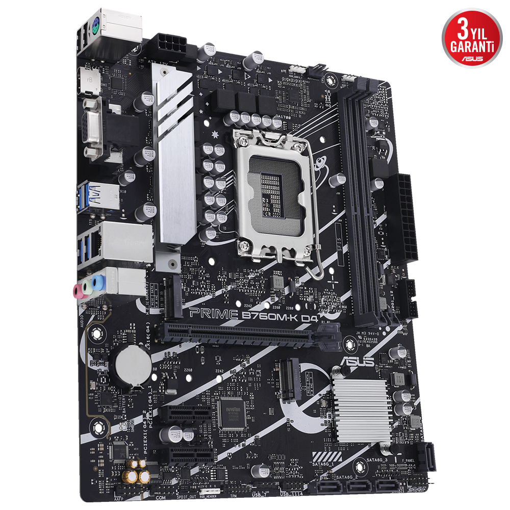 ASUS Prime B760M-K D4 Intel B760 Soket 1700 DDR4 5333(OC)MHz mATX Gaming (Oyuncu) Anakart