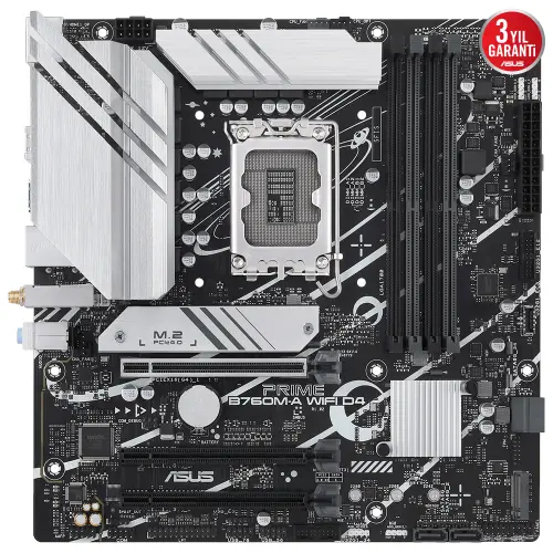 ASUS Prime B760M-A WIFI D4 Intel B760 Soket 1700 DDR4 5333(OC)MHz mATX Gaming (Oyuncu) Anakart