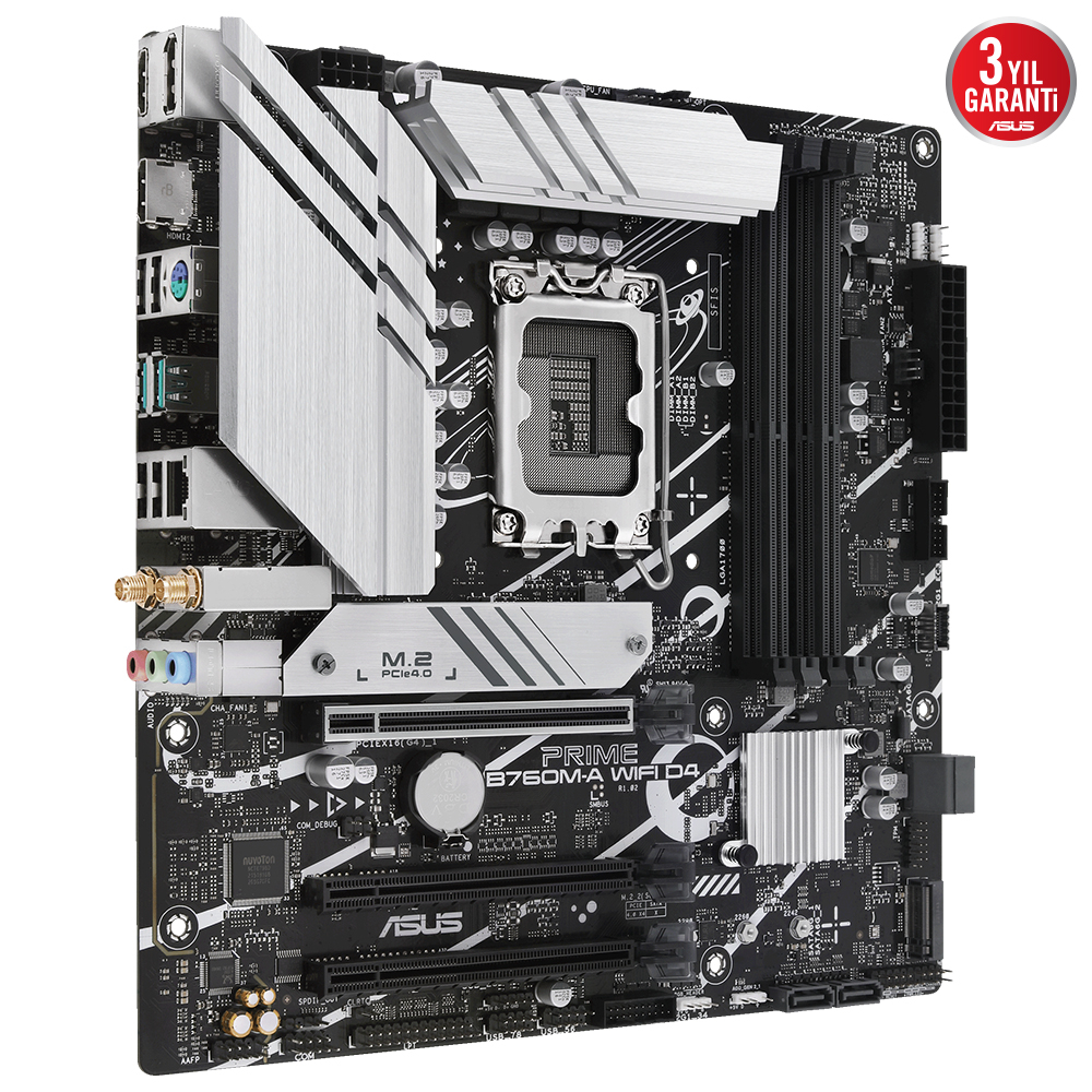 ASUS Prime B760M-A WIFI D4 Intel B760 Soket 1700 DDR4 5333(OC)MHz mATX Gaming (Oyuncu) Anakart