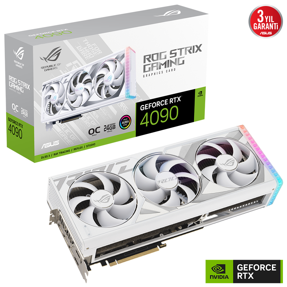 ASUS ROG Strix GeForce RTX 4090 White OC ROG-STRIX-RTX4090-O24G-WHITE 24GB GDDR6X 384Bit DX12 DLSS 3 Gaming (Oyuncu) Ekran Kartı