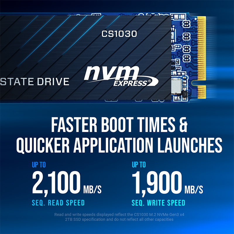 PNY CS1030 1TB 2100/1700 MB/s NVMe PCIe Gen3x 4 M.2 SSD Disk (M280CS1030-1TB-RB)
