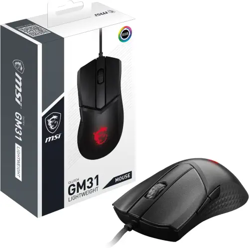 MSI Clutch GM31 Lightweight  12000DPI 6 Tuş RGB Optik Kablolu Gaming (Oyuncu) Mouse