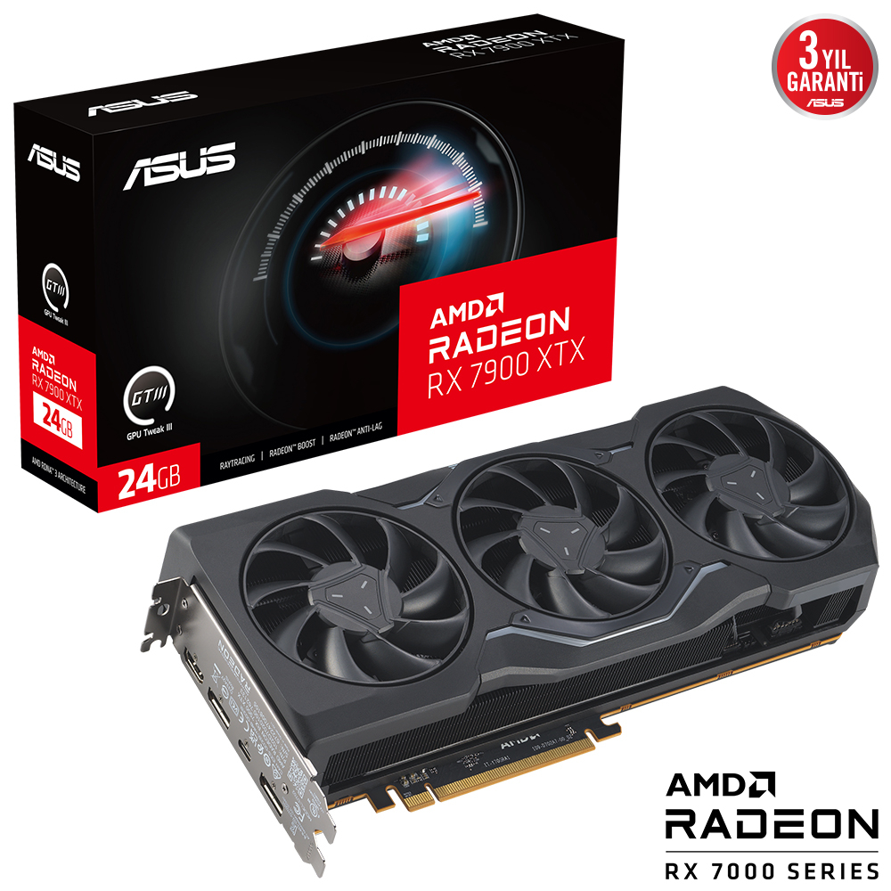 Asus Radeon RX 7900 XTX RX7900XTX-24G 24GB GDDR6 384Bit DX12 Gaming (Oyuncu) Ekran Kartı