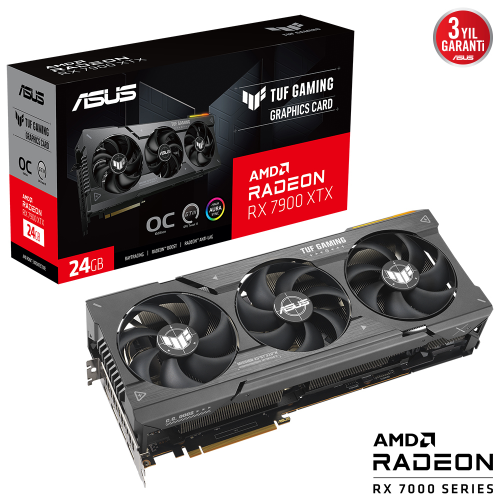 ASUS TUF Gaming Radeon RX 7900 XTX OC TUF-RX7900XTX-O24G-GAMING 24GB GDDR6 384Bit DX12 Gaming (Oyuncu) Ekran Kartı
