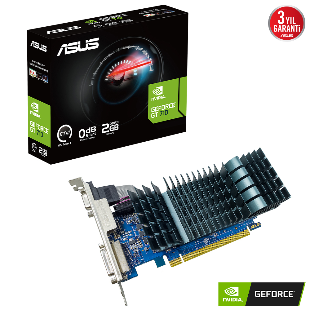 ASUS GeForce GT 710 Evo GT710-SL-2GD3-BRK-EVO 2GB DDR3 64Bit DX12 Ekran Kartı