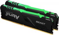 Kingston Fury Beast RGB KF432C16BB1AK2/32 32GB (2x16GB) DDR4 3200MHz CL16 Siyah Gaming Ram (Bellek)