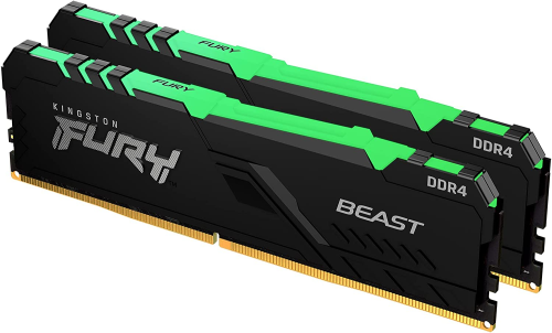 Kingston Fury Beast RGB KF432C16BB1AK2/32 32GB (2x16GB) DDR4 3200MHz CL16 Siyah Gaming Ram (Bellek)