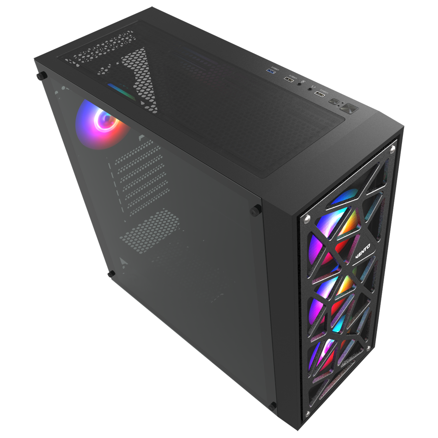Vento VG12AL FSP 600W 80+ PSU 4x120mm RGB Fan Temperli Cam USB 3.0 Mesh E-ATX Mid-Tower Gaming (Oyuncu) Kasa