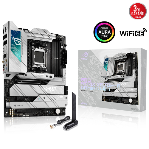 AMD Ryzen 9 7900X 4.70GHz 12 Çekirdek 76MB Önbellek Soket AM5 İşlemci + Asus ROG Strix X670E-A Gaming WIFI AMD X670 Soket AM5 DDR5 6400(OC)MHz ATX Gaming (Oyuncu) Anakart Bundle