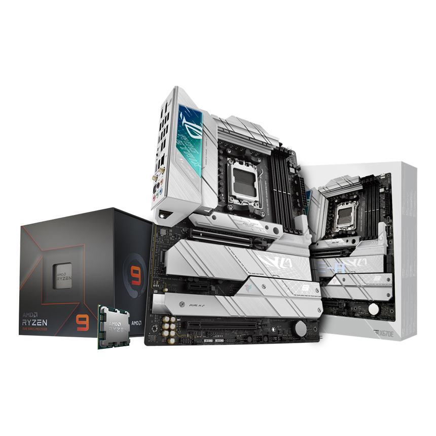 AMD Ryzen 9 7900X 4.70GHz 12 Çekirdek 76MB Önbellek Soket AM5 İşlemci + Asus ROG Strix X670E-A Gaming WIFI AMD X670 Soket AM5 DDR5 6400(OC)MHz ATX Gaming (Oyuncu) Anakart Bundle
