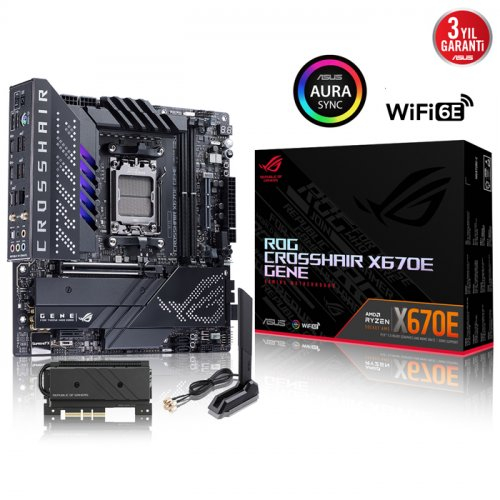 AMD Ryzen 9 7950X 4.50GHz 16 Çekirdek 80MB Önbellek Soket AM5 İşlemci + Asus ROG Crosshair X670E Gene AMD X670 Soket AM5 DDR5 6400(OC)MHz mATX Gaming (Oyuncu) Anakart Bundle
