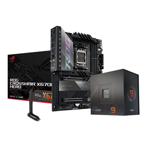 AMD Ryzen 9 7950X 4.50GHz 16 Çekirdek 80MB Önbellek Soket AM5 İşlemci + Asus ROG Crosshair X670E Gene AMD X670 Soket AM5 DDR5 6400(OC)MHz mATX Gaming (Oyuncu) Anakart Bundle