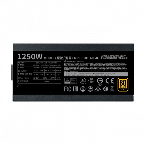 Cooler Master MPE-C501-AFCAG-3EU MWE V2 1250W 80+Gold Full Modüler PCIe 5.0 ATX 3.0 Power Supply