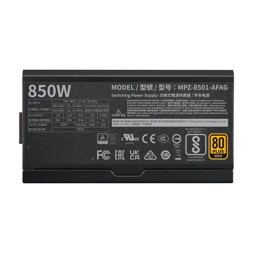 Cooler Master V850-I MPZ-8501-AFAG-BEU 850W 80+Gold Full Modüler PCIe 5.0 ATX 3.0 Power Supply