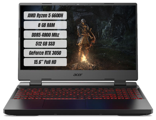 Acer Nitro 5 AN515-46-R6KM NH.QGXEY.005 Ryzen 5 6600H 8GB DDR5 512GB SSD 4GB RTX 3050 144Hz 15,6″ FHD Win11 Gaming (Oyuncu) Notebook