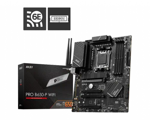 AMD Ryzen 9 7900X 4.70GHz 12 Çekirdek 76MB Önbellek Soket AM5 İşlemci + MSI PRO B650-P WIFI AMD B650 Soket AM5 DDR5 6400(OC)MHz ATX Gaming (Oyuncu) Anakart Bundle