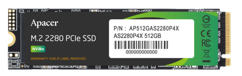 Apacer AS2280P4X-1 512GB 2100/1500MB/s NVMe PCIe M.2 SSD Disk (AP512GAS2280P4X-1)