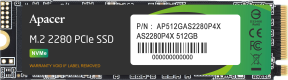 Apacer AS2280P4X-1 512GB 2100/1500MB/s NVMe PCIe M.2 SSD Disk (AP512GAS2280P4X-1)