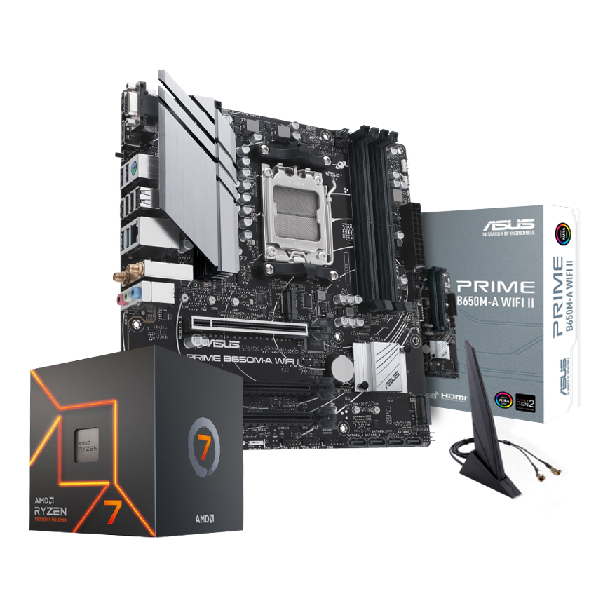 AMD Ryzen 7 7700 şlemci + Asus Prime B650M-A WIFI II Anakart Bundle