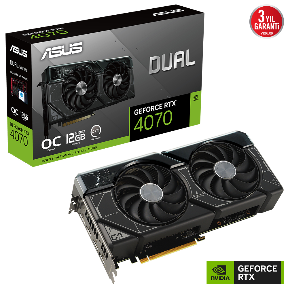 ASUS Dual GeForce RTX 4070 OC DUAL-RTX4070-O12G GDDR6X 192Bit DX12 DLSS 3 Gaming (Oyuncu) Ekran Kartı