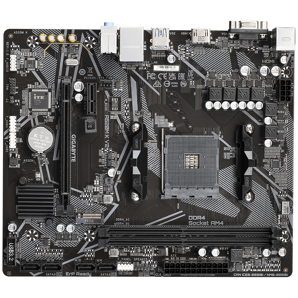 Gigabyte A520M K V2 1.0 DDR4 AMD A520 Soket AM4 DDR4 5100(OC)MHz mATX Gaming (Oyuncu) Anakart